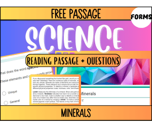 Free Reading Passage: Minerals (Google Forms)