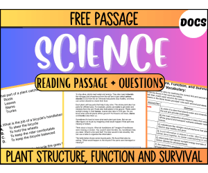 Free Reading Passage: Plant Structure, Function, and Survival (Docs)