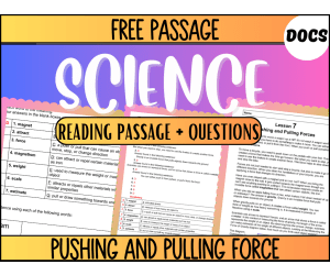 Free Reading Passage: Pushing and Pulling Forces (Google Docs)