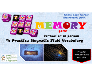 Free Science Interactive Memory Game / Magnetic Field Vocabulary