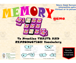 Free Science Interactive Memory Game / Traits and Reproduction Voc.