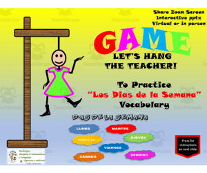 Free Spanish Interactive Hangman Game -Practice Los Dias de la Semana