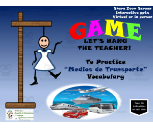 Free Spanish Interactive Hangman Game to Practice Medios de Transporte