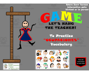 Free Spanish Interactive Hangman Game to Practice Ocupaciones /Empleos