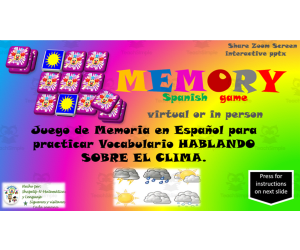 Free Spanish Interactive Memory Game to Practice El Clima
