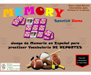 Free Spanish Interactive Memory Game to Practice Los Deportes