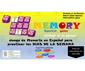 Free Spanish Interactive Memory Game to Practice Los Dias de la Semana