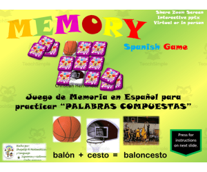 Free Spanish Interactive Memory Game to Practice Palabras Compuestas