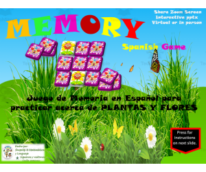 Free Spanish Interactive Memory Game to Practice Plantas y Flores