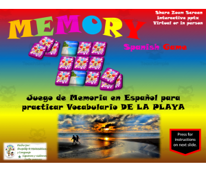 Free Spanish Interactive Memory Game Vocabulary Practice de La Playa