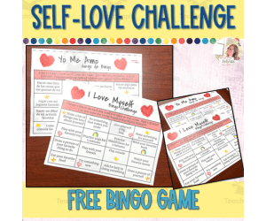 Freebie Self Love Challenge | Free Resource | Mindfulness for Kids | Bingo Game for Kids in Spanish and English