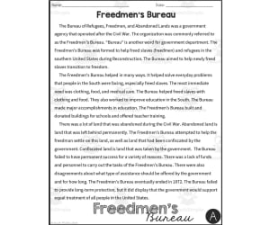 Freedmen’s Bureau Reading Packet + Distance Learning