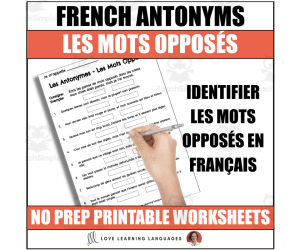 French Antonyms Worksheets - Les Mots Opposés - Antonymes