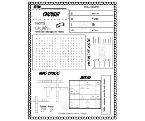 French: CHOISIR Conjugation Worksheet