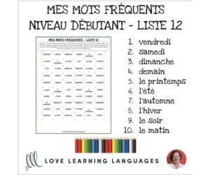French: Dots and Boxes Game and Word Wall - Frequent Words List 12