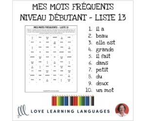 French: Dots and Boxes Game and Word Wall - Frequent Words List 13