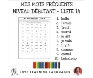 French: Dots and Boxes Game and Word Wall - Frequent Words List 14