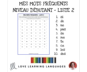 French: Dots and Boxes Game and Word Wall - Frequent Words List 2