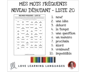 French: Dots and Boxes Game and Word Wall - Frequent Words List 20