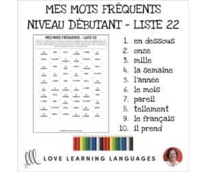 French: Dots and Boxes Game and Word Wall - Frequent Words List 22