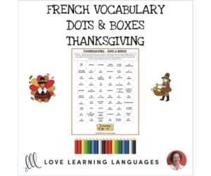 French Dots and Boxes Game - THANKSGIVING - No prep printable