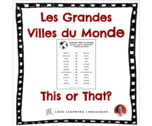 French Geography Theme - This or That Activity - Grandes Villes du Monde