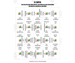 French: HOTEL Vocabulary Puzzle