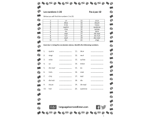 French - Numbers 1-20