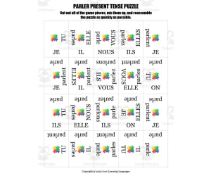 French: PARLER Present Tense Puzzle