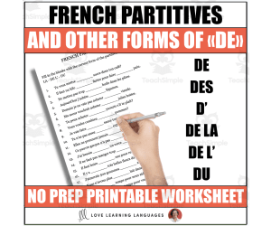 French Partitive Articles & More Ways to Use DE Worksheet Activity