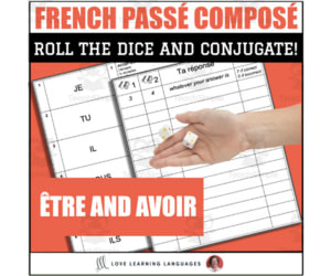 French Passé Composé with Être and Avoir - Dice Game - Jeu de Dés