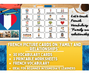French Picture Vocabulary Flashcards - Family & Relationships
