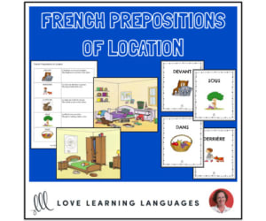 French Prepositions of Location- Reading and Writing Activity and Practice Cards