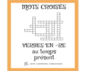 French -RE verbs crossword puzzle - regular -RE verbs - present tense