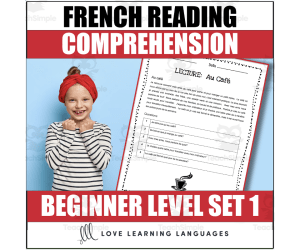 French reading comprehension texts and questions for beginners - SET 1