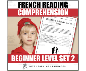 French reading comprehension texts and questions for beginners - SET 2