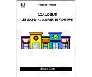 French: Reading comprehension worksheets: les soldes au magasin