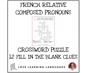 French Relative Composed Pronouns Crossword Puzzle - LEQUEL - AUQUEL - DUQUEL