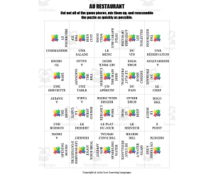French: RESTAURANT Vocabulary Puzzle
