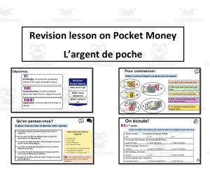 French: Revision Lesson on Pocket Money- Argent de Poche