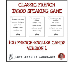 French Taboo Speaking Game - Version 1 - Jeu de Tabou en Français