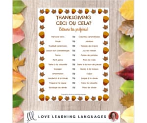French Thanksgiving This or That Activity - No prep printable