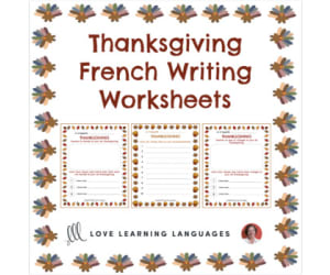 French Thanksgiving Writing Worksheets - No prep printables