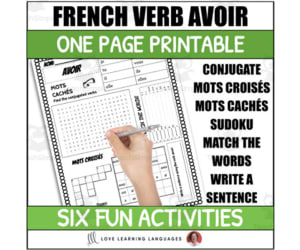 French Avoir Worksheet – 6 Activities, 1 Page