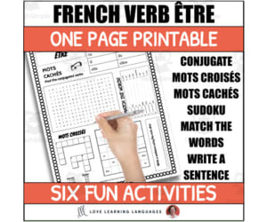 French Verb Être Worksheet - 6 Activities - One Page Printable Exercises