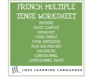 French Verbs - Multiple Tenses - Worksheet or Quiz