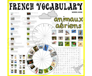 French Word Puzzles Crossword Wordsearch Anagram AIR ANIMALS