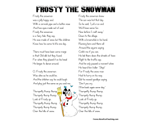 Frosty the Snowman: Printable Song Words