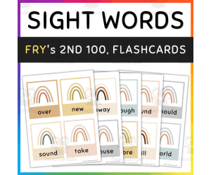 Fry Sight Word Flash Cards: 2nd 100, Boho Rainbow, [SET 3]