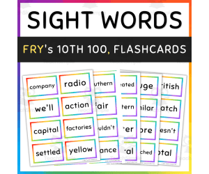 Fry Sight Words Flash Cards Rainbow Borders, 10th 100